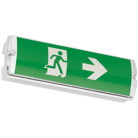 Eterna KEM3BULKLI 4W Li-ion LED Maintained Emergency Bulkhead with ISO 7010 Legend Set