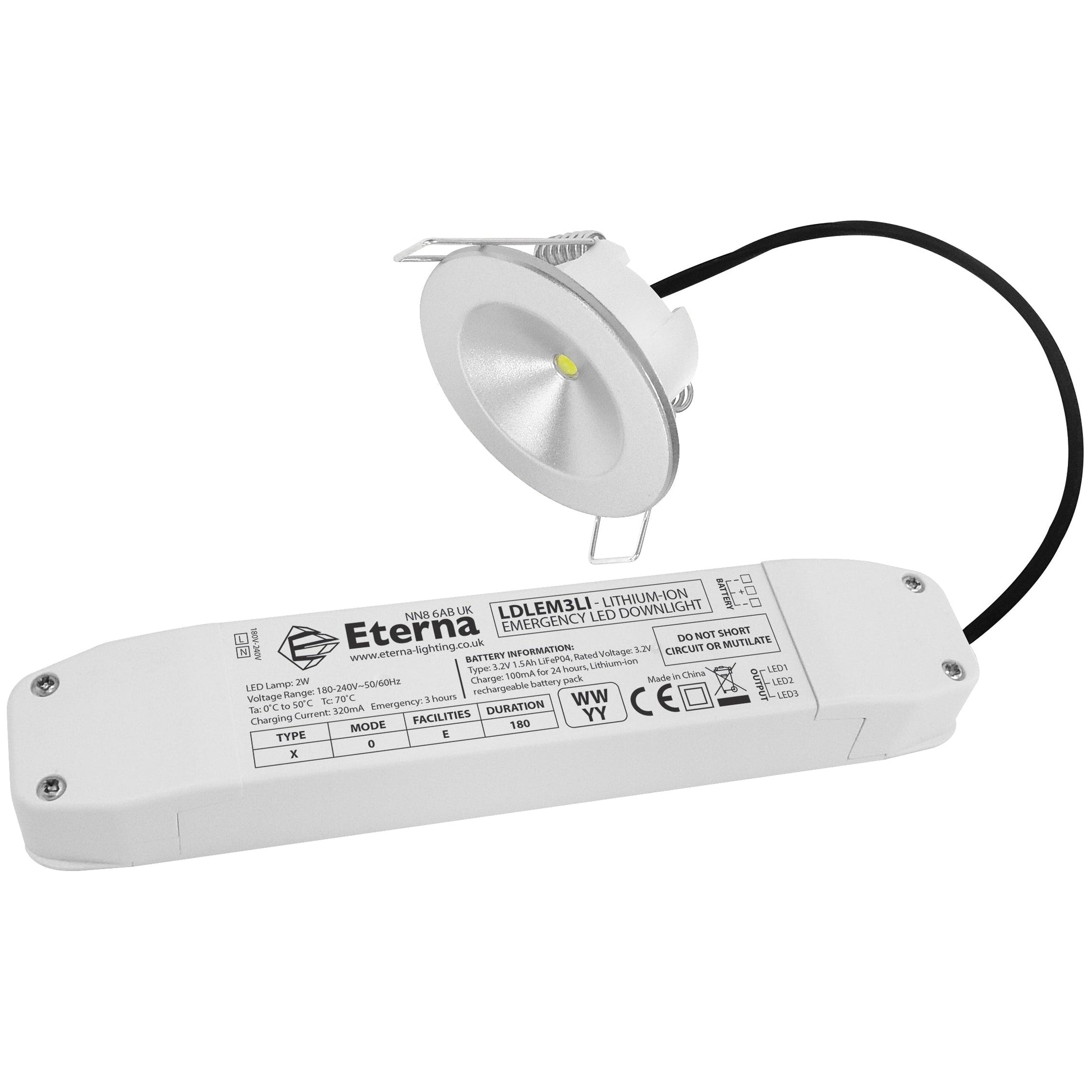Eterna LDLEM3LI Lithium Ion Emergency LED Downlight White